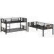 preview thumbnail 8 of 7, Twin Size Metal Triple Bunk Bed, with Wood Decoration Footboard and Headboard and Full-length Guardrail