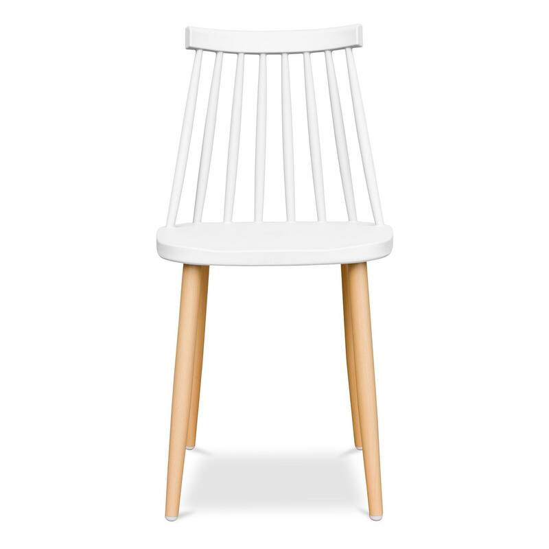 HomeRoots White And Natural Metal and Plastic Windsor Back Dining Side Chair