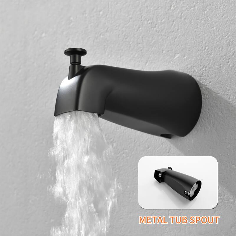 Wall Mount Tub and Shower Faucet with Hand Shower Brass Dual Head Complete Wall Mounted Shower System with Valve