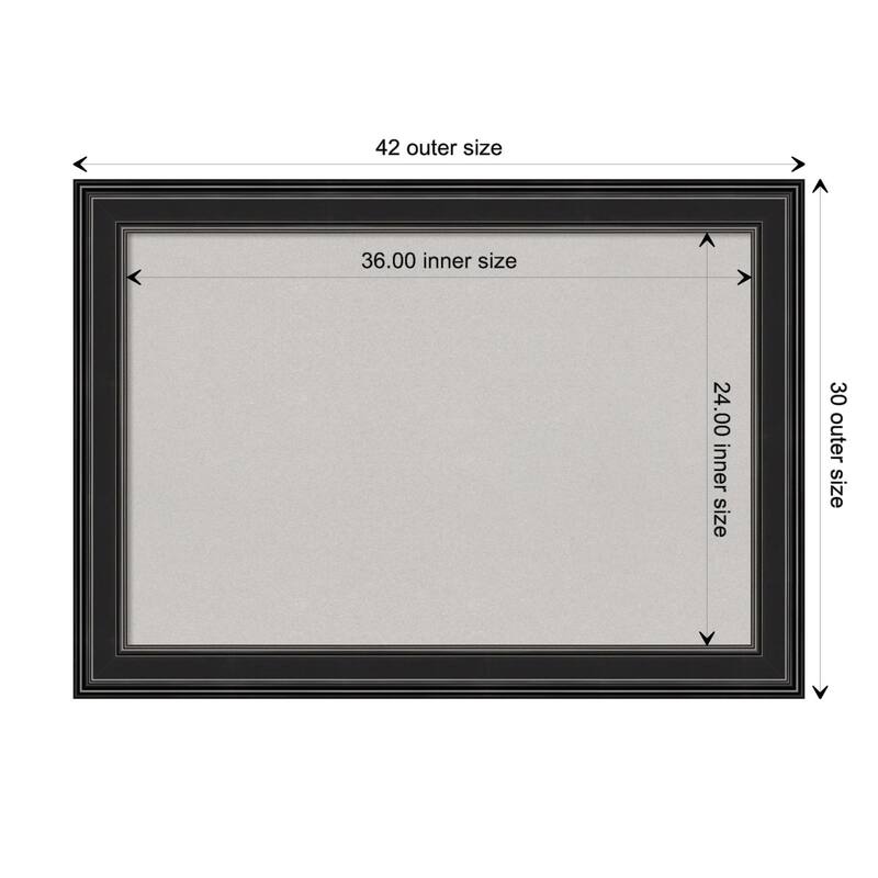 Ridge Black Framed Grey Corkboard Bulletin Board - Ridge Black - Board Size 36x24