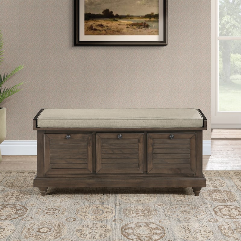 Dover White Wash Entryway Storage Bench