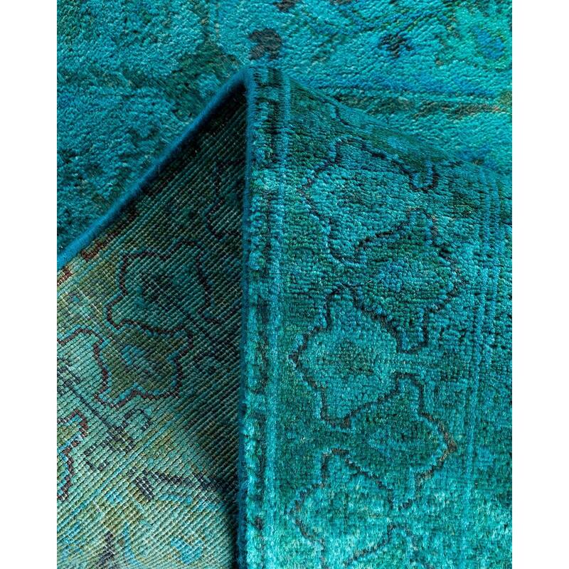 Vibrance One-of-a-Kind Hand-Knotted Runner Rug - Green, 2' 7" x 7' 4" - 2' 7" x 7' 4"