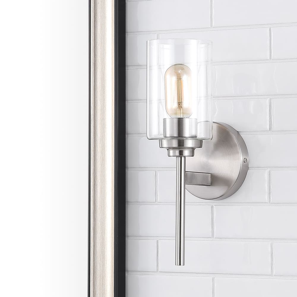 Juno 13" 1-Light Farmhouse Industrial Iron Cylinder LED Sconce, Oil Rubbed Bronze/Clear by JONATHAN Y - One