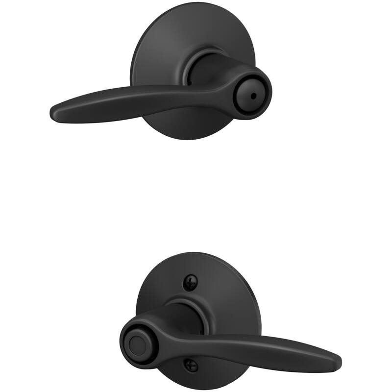 Schlage F40-DEL Delfayo Privacy Door Lever Set with Plymouth Trim from - Matte Black