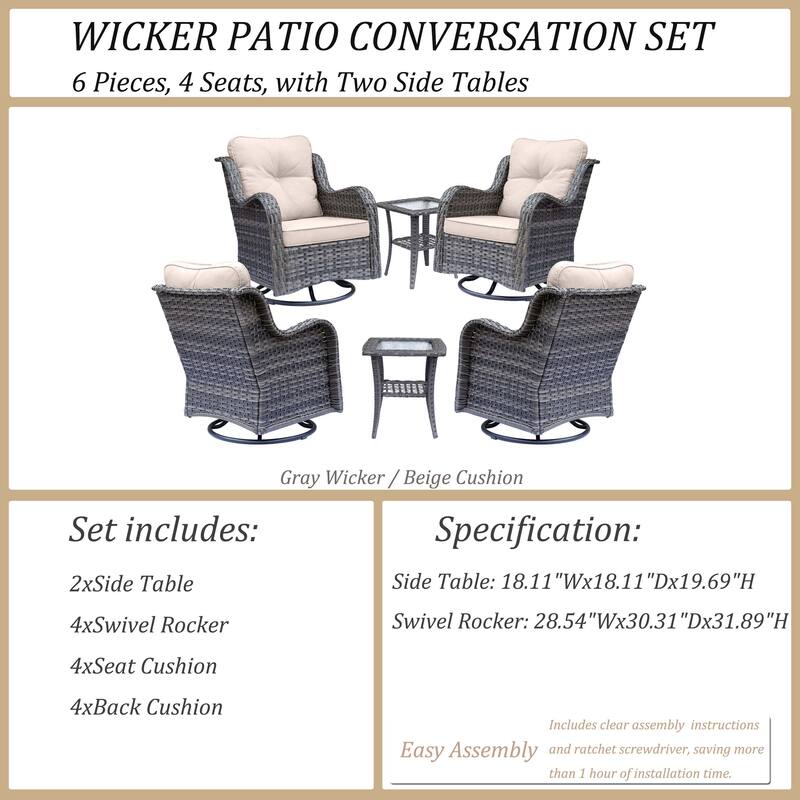 Wicker Patio Furniture Set-Outdoor Patio Conversation Seating Sets