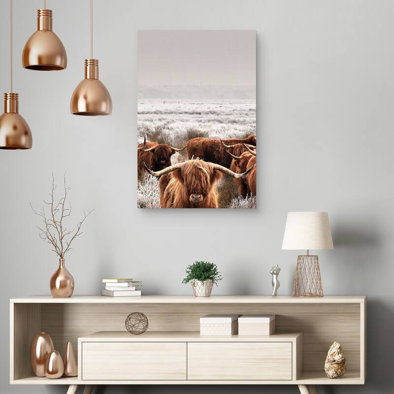 Gathering of Longhorns by Belle Maison Canvas Art Print