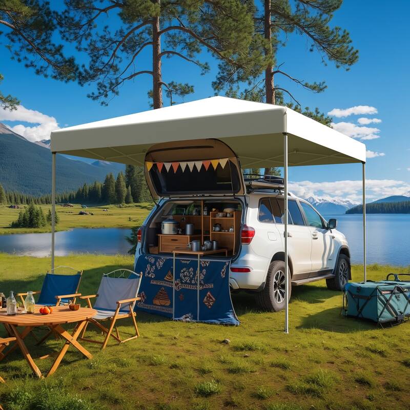 Pop Up Canopy Tent – Outdoor Shade Gazebo with Storage Bag & Sandbags,Easy Setup Canopy for Patio, Camping, Beach - 10x10 - White