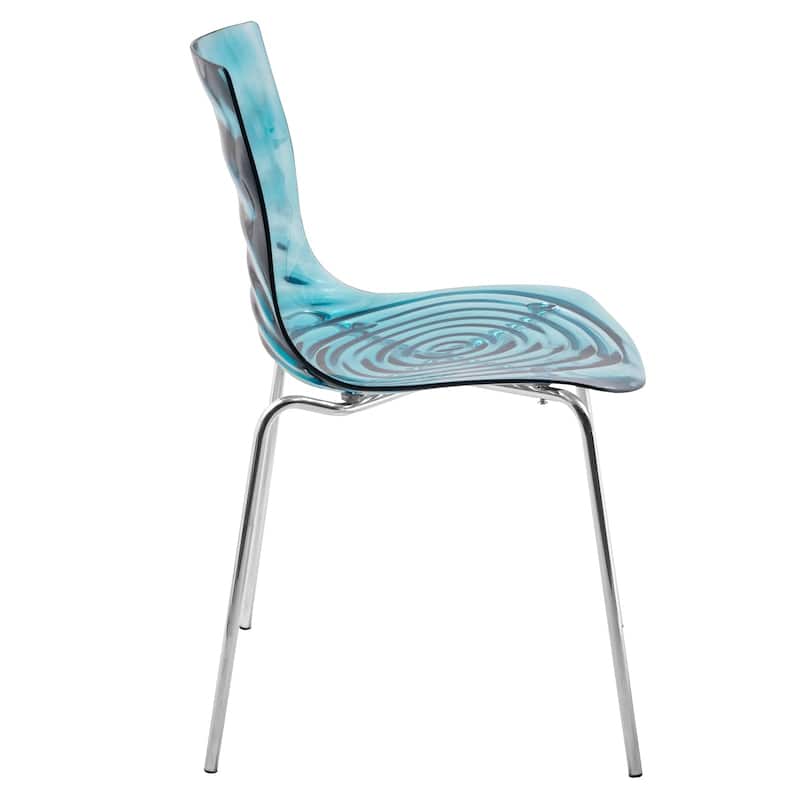 Astor Acrylic Dining Chair with Chrome Legs Modern Accent Side Chair Water Ripple Design Seats