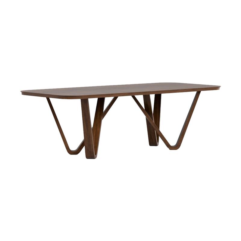 Niva 7pc Dining Table Set, 6 Fabric Side Chairs, Brown Full Solid Wood