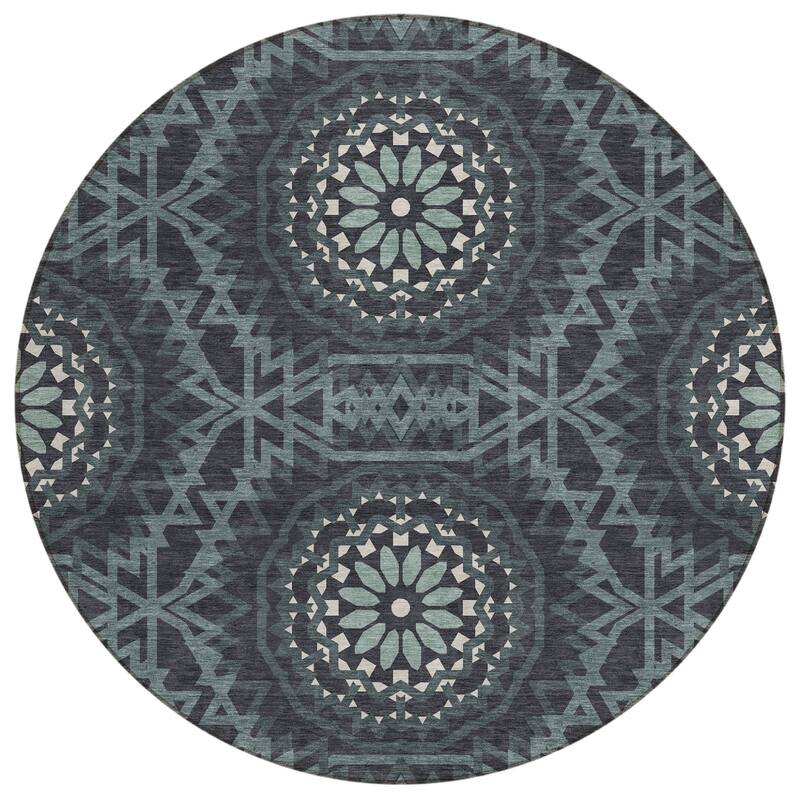 HomeRoots Floral Medallion Transitional Rectangle Outdoor Rug
