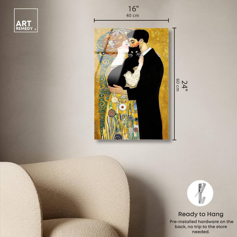 Kiss with Cat Acrylic by Art Remedy, Ready to Hang