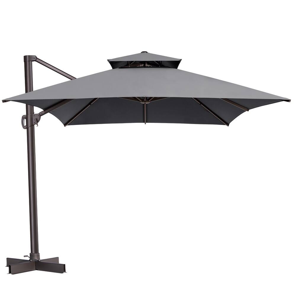 Pellebant 10 X 13 Feet Outdoor Cantilever Umbrella with Double Top