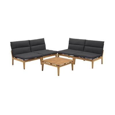5 Piece Outdoor Loveseat Set with Padded Seat, Gray