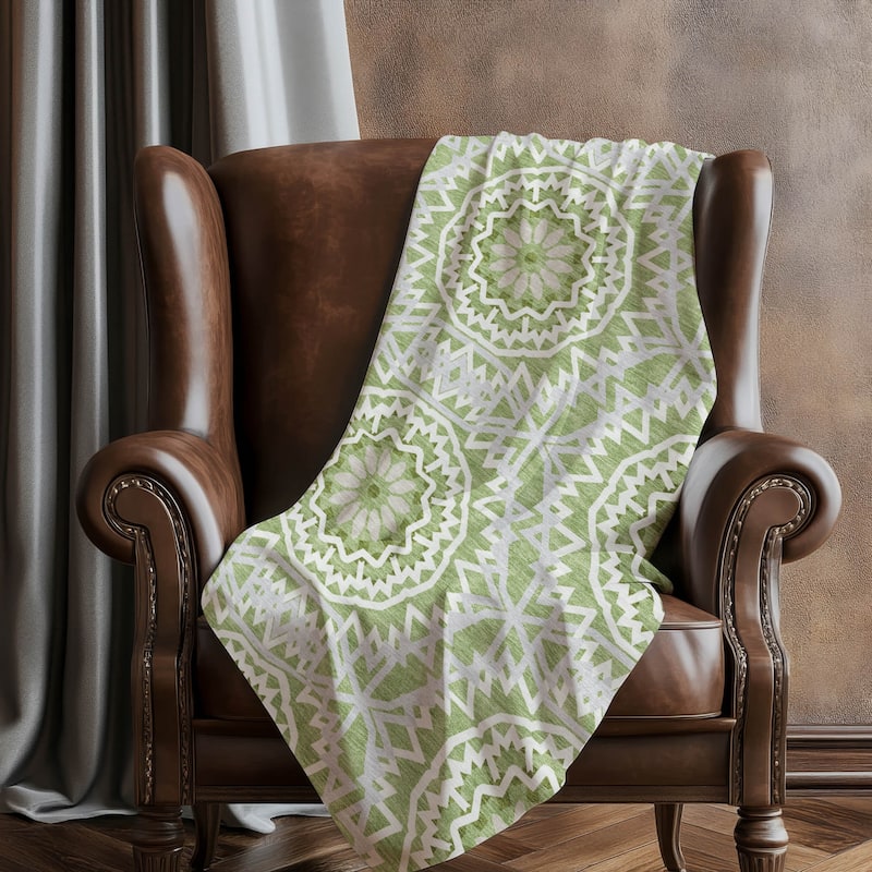 Premium Machine Washable Boho Suzani Sherpa Throw Blanket