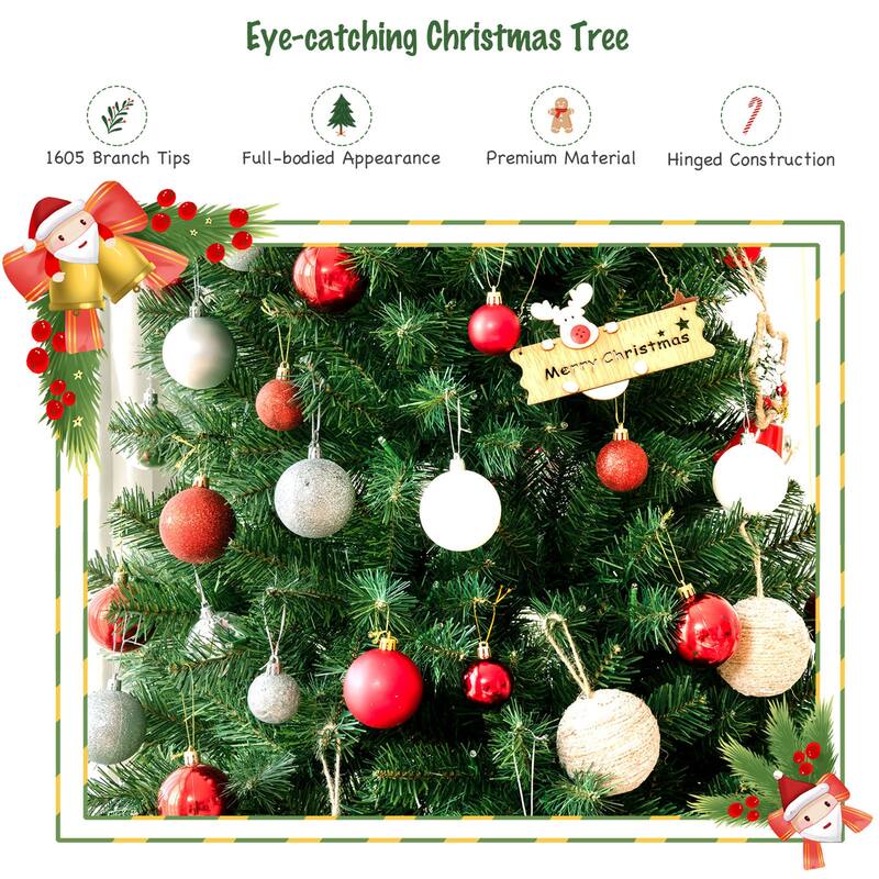 Gymax 6/7/8 FT Pre-lit Artificial Christmas Tree Hinged Xmas Tree w/ 9 - See Details