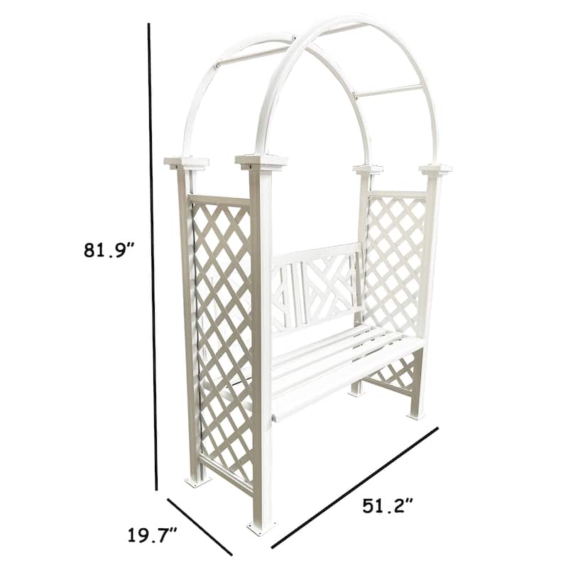 Aluminum Garden Arch with 2-Seater Bench - N/A