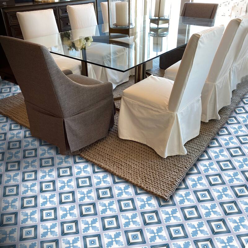 Avila 10 x 10 Ceramic Floor/Wall Tile in Blues, Dark Grey