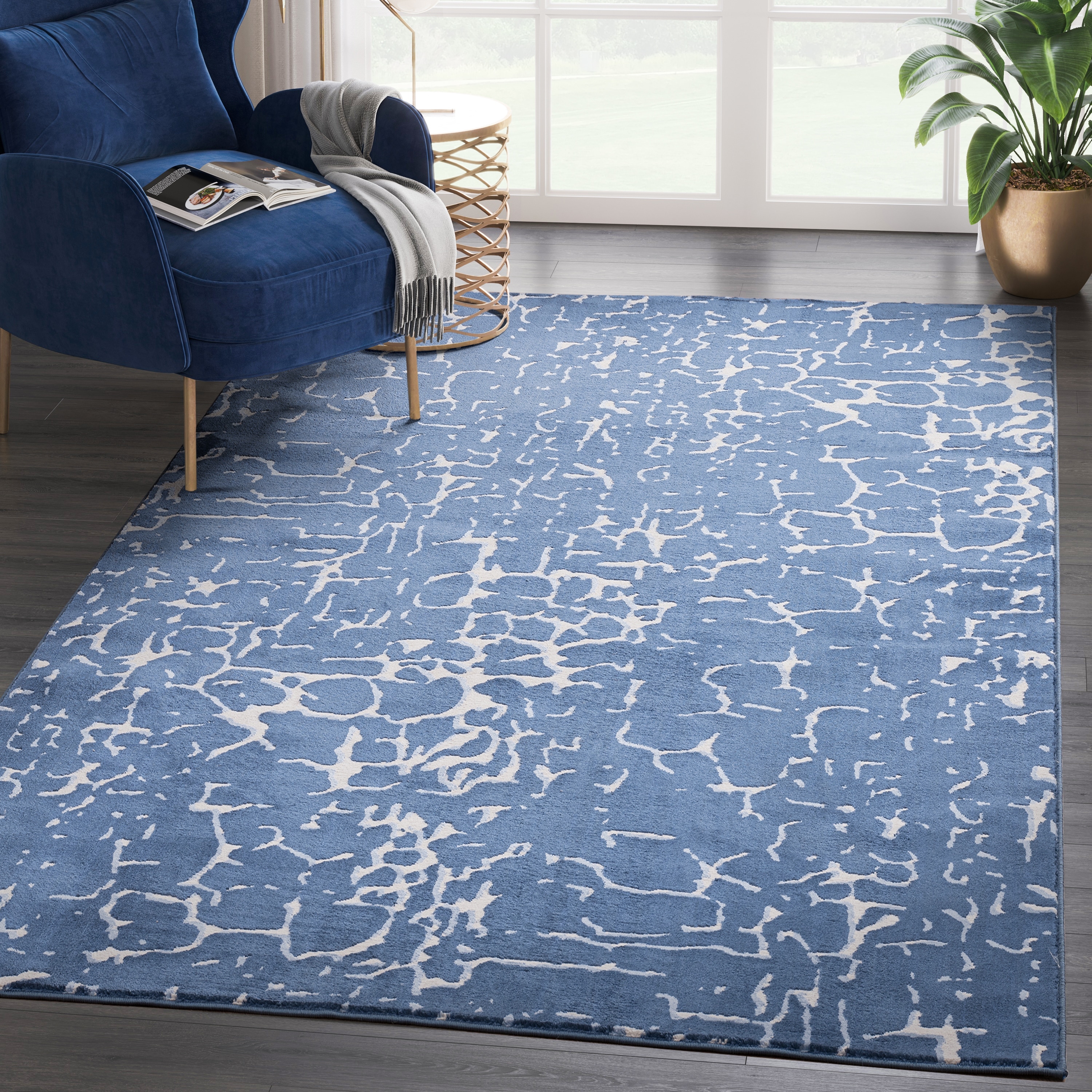 Abani Rugs Regal REG250A Blue Abstract Pebbles Area Rug