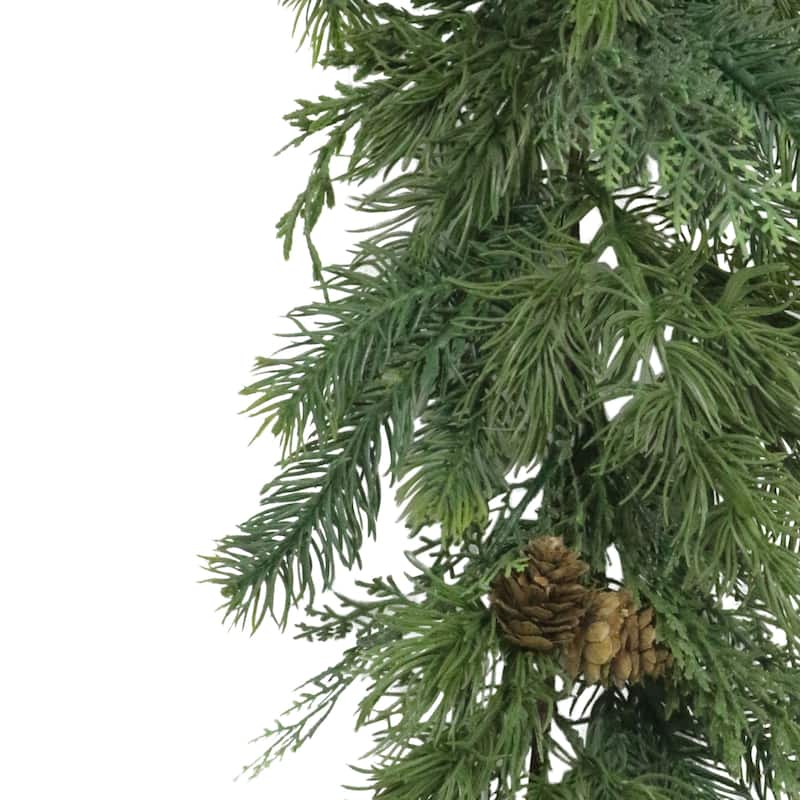 Artificial Pine Christmas Garland with Pinecones - 9' x 10" - Unlit