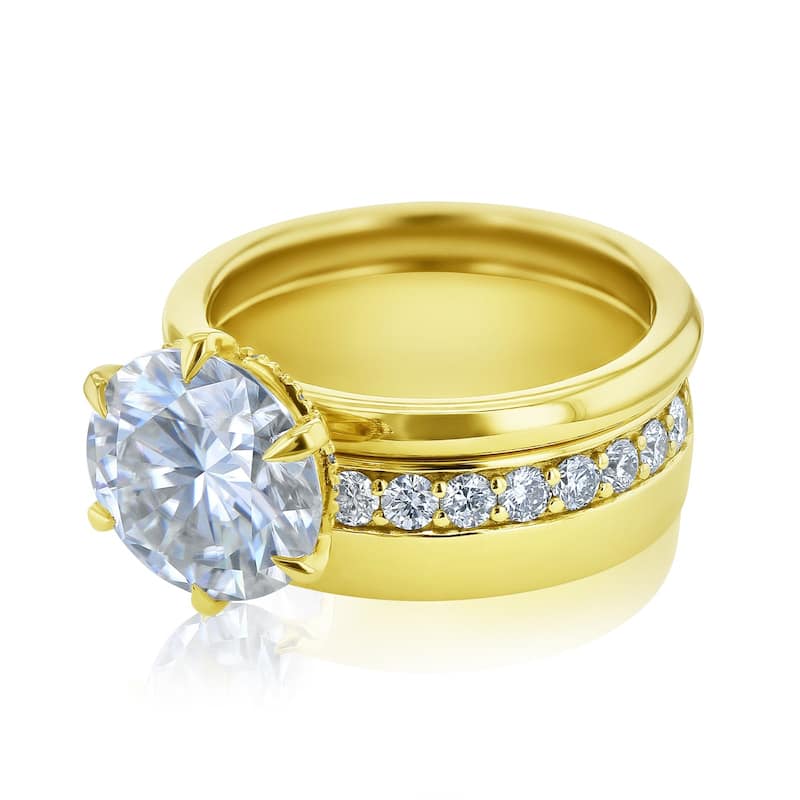 Kobelli 3.5 Carats Round Lab Grown Diamond Certified 14k Solid Gold Modern Dorado Bridal Set