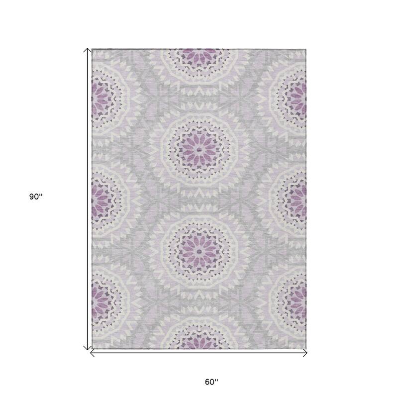 HomeRoots Floral Medallion Transitional Rectangle Outdoor Rug