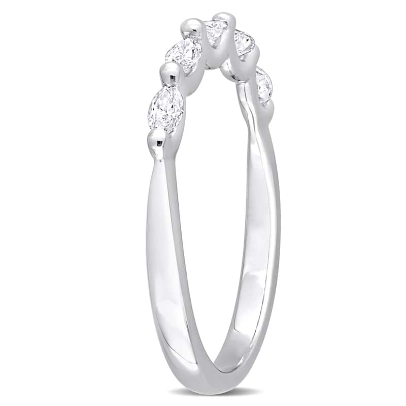 Miadora 1/3ct TW Marquise Shape Diamond Semi-Eternity Band in Platinum