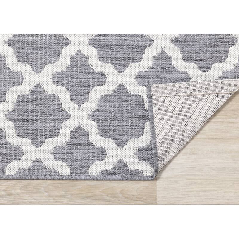 Grey White Classic Outdoor Area Rug