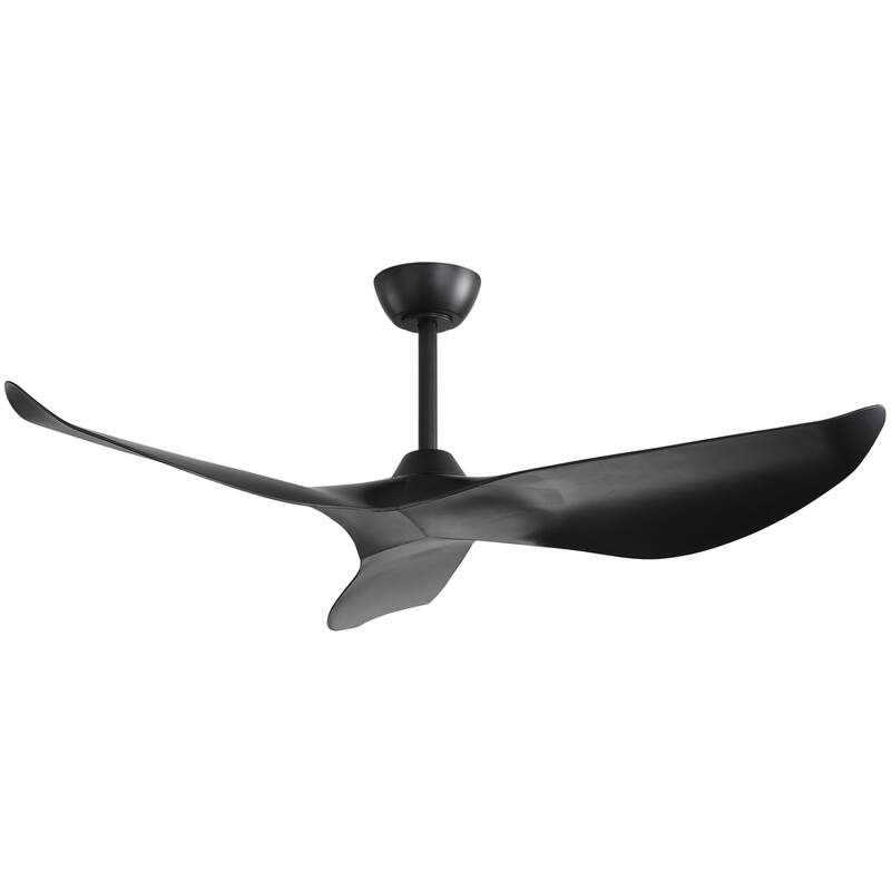 38" and 52" Modern Ceiling Fan without Lights, Remote Control and Reversible Motor for Bedroom - 52 inches - Black