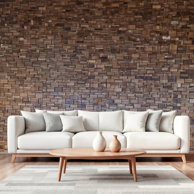 HomeRoots Brown 3D Embossed Teak Reclaimed Wood Decorative Wall Panel - 47.75' X '11.75' X '0.75