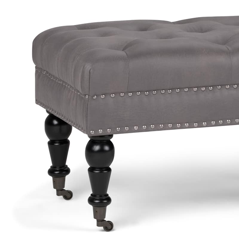 WYNDENHALL Donovan 49 inch Wide Traditional Rectangle Ottoman Bench Faux Leather