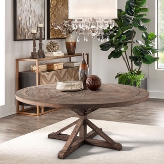 Krakova Rustic X-Base Round Pine Wood Dining Table - Bed Bath & Beyond ...