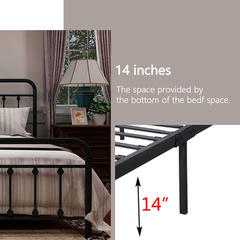 Goutwel Metal Bed Frame Victorian Vintage Style Headboard and Footboard