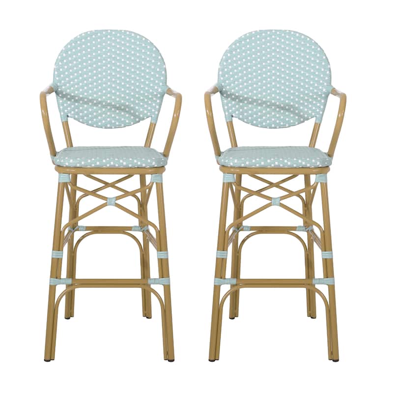 Vande Wicker and Aluminum Outdoor 29.5 Inch French Barstools by Christopher Knight Home