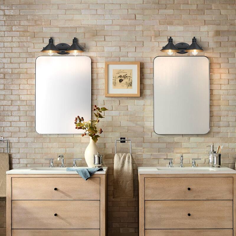 3-light Vanity Light with Matte Black finish and Gold Painting Inside