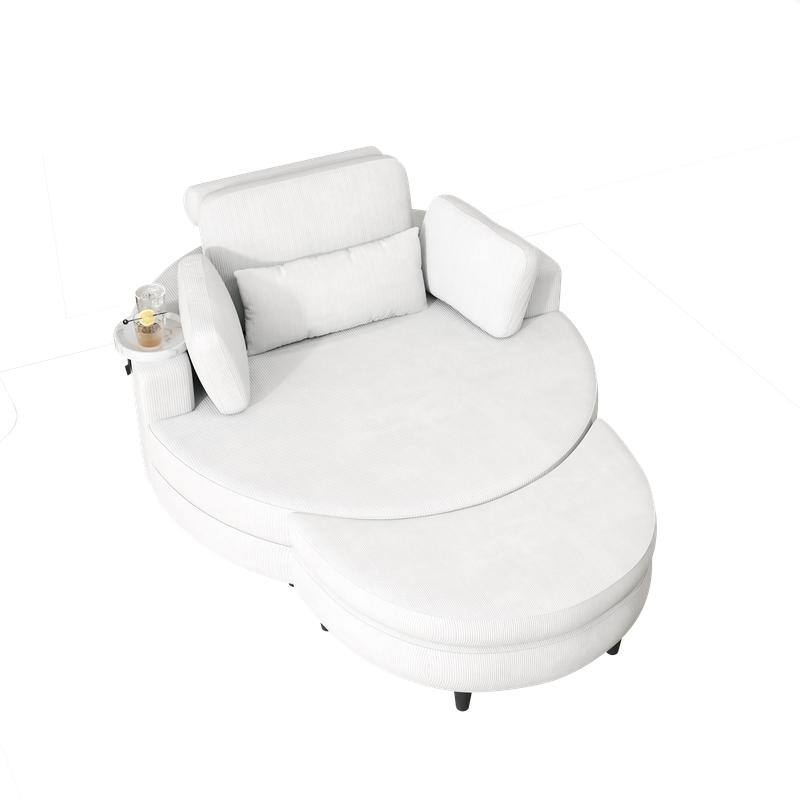 51“ beige corduroy sofa Circular lounge chair