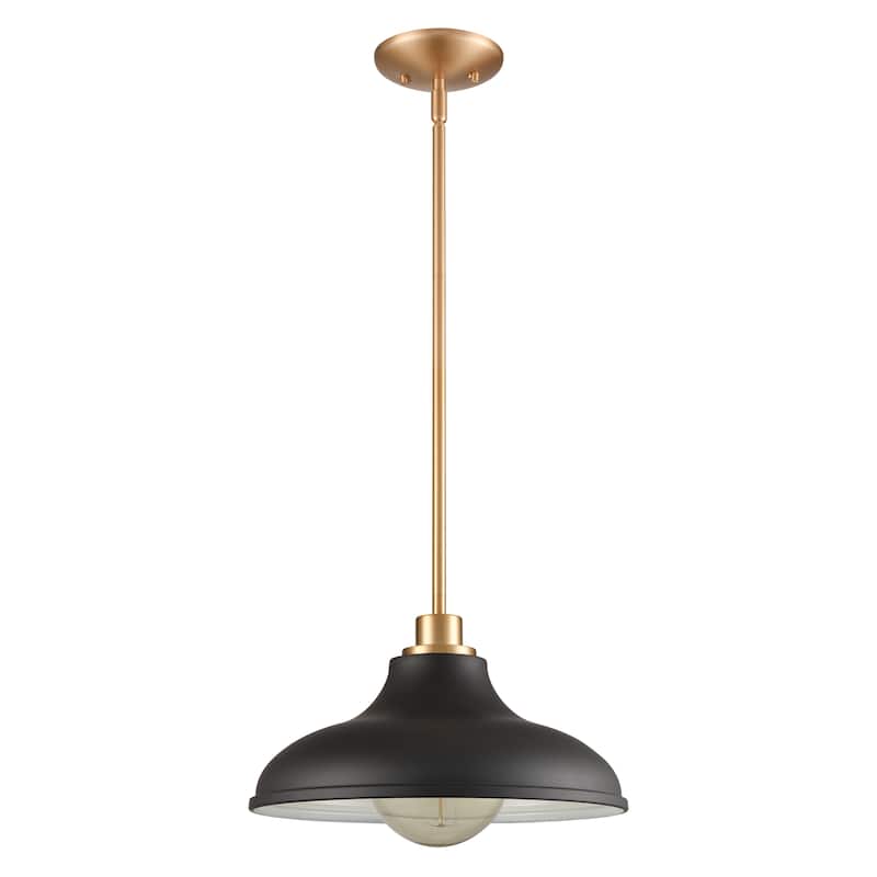 Elk Home Grenville Brushed Gold With Black Metal Shade 1 Light Pendant