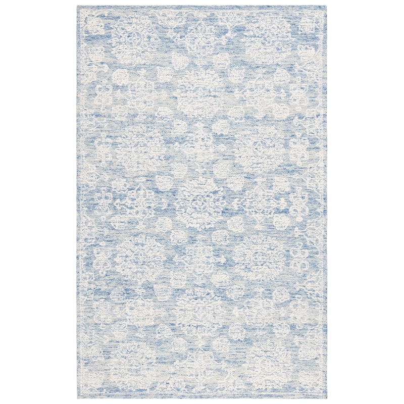 SAFAVIEH Handmade Ebony Muireall Modern Wool Rug - 4' x 6' - Ivory/Blue
