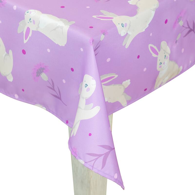 70" Purple Easter Bunny Rectangular Tablecloth