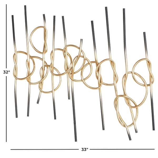 Picture of Gold Metal Knotted Ombre Geometric Home Wall Decor with Black Ends ...