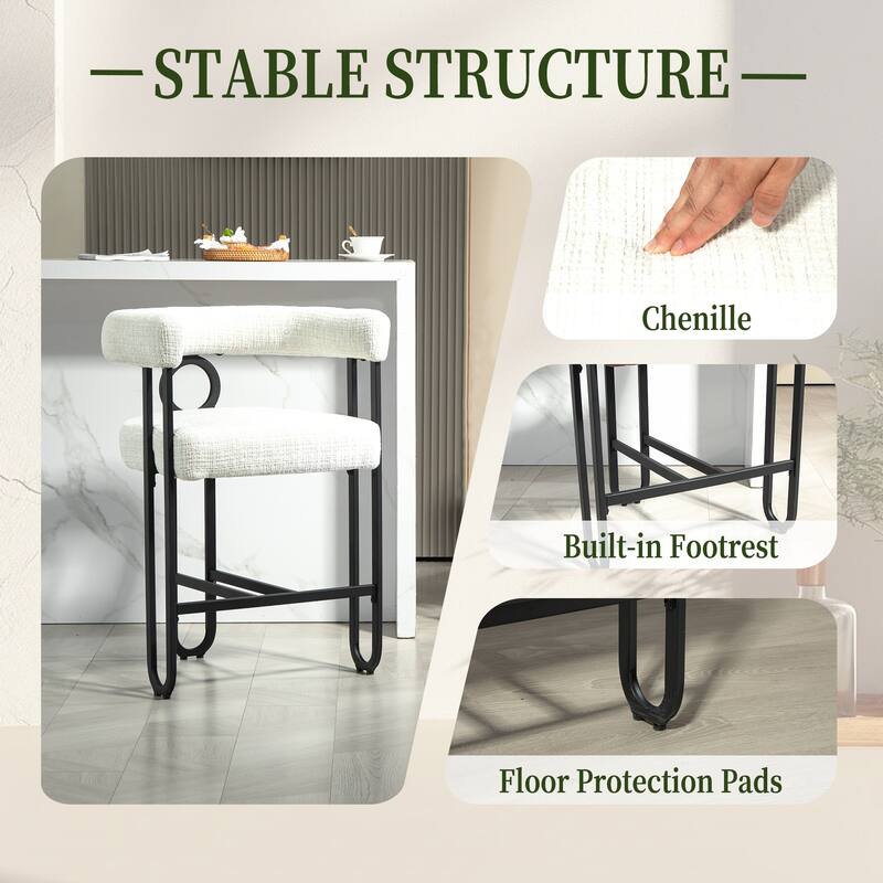 Modern Bar Stool with Back for Kitchen 2PCS