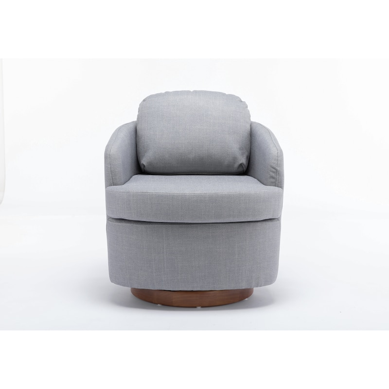 30.3" Swivel Accent Chair with Wood Base