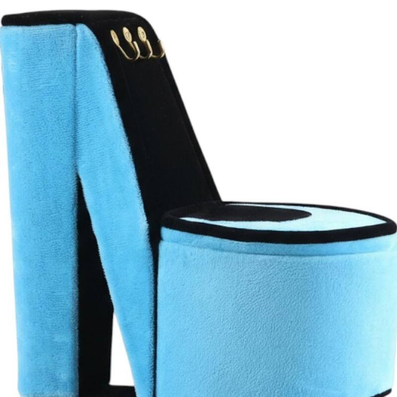 9" Royal Blue Black And Gold Velvet High Heel Jewelry Box