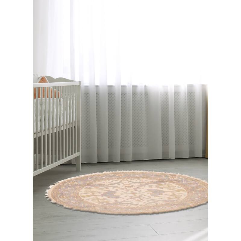 ECARPETGALLERY Hand-knotted Royal Oushak Cream Wool Rug - 6'0 x 6'0