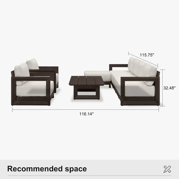 dimension image slide 0 of 7, PURPLE LEAF Caesar Open-End White Outdoor Couch with 9.6" Thick for Yard Porch Deck Patio Conversation Sets