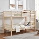 preview thumbnail 33 of 41, Twin over Twin Wooden Bunk Bed,High Guardrail,Ladder,Kids Teens,Dorm Natural
