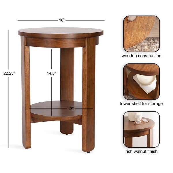 dimension image slide 7 of 10, Kate and Laurel Foxford Round Wood Side Table