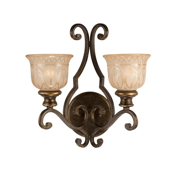 slide 1 of 1, Norwalk 2 Light Bronze Umber Sconce - 16'' W x 16.5'' H x 9'' D 16'' W x 16.5'' H x 9'' D