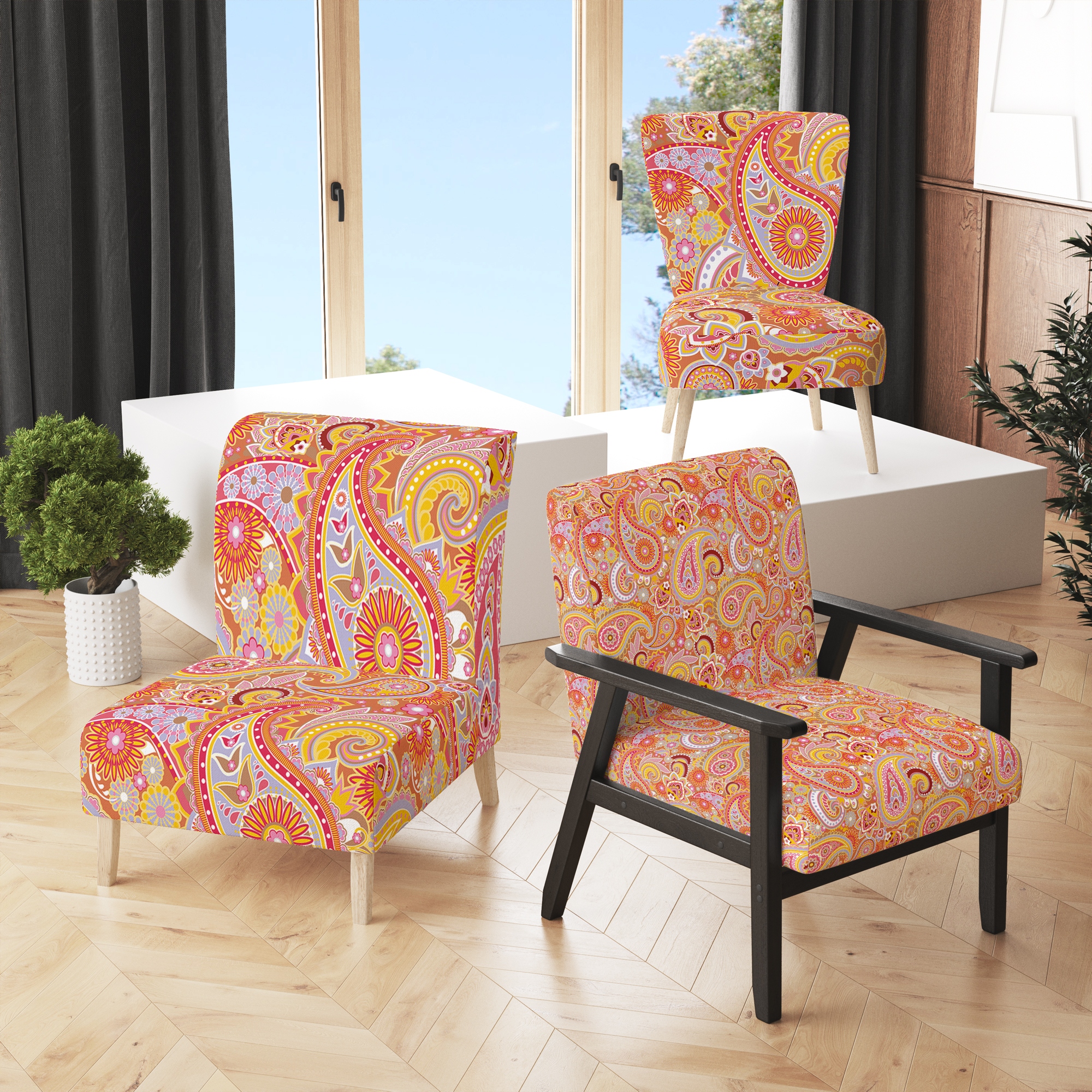 Paisley print accent chairs hot sale