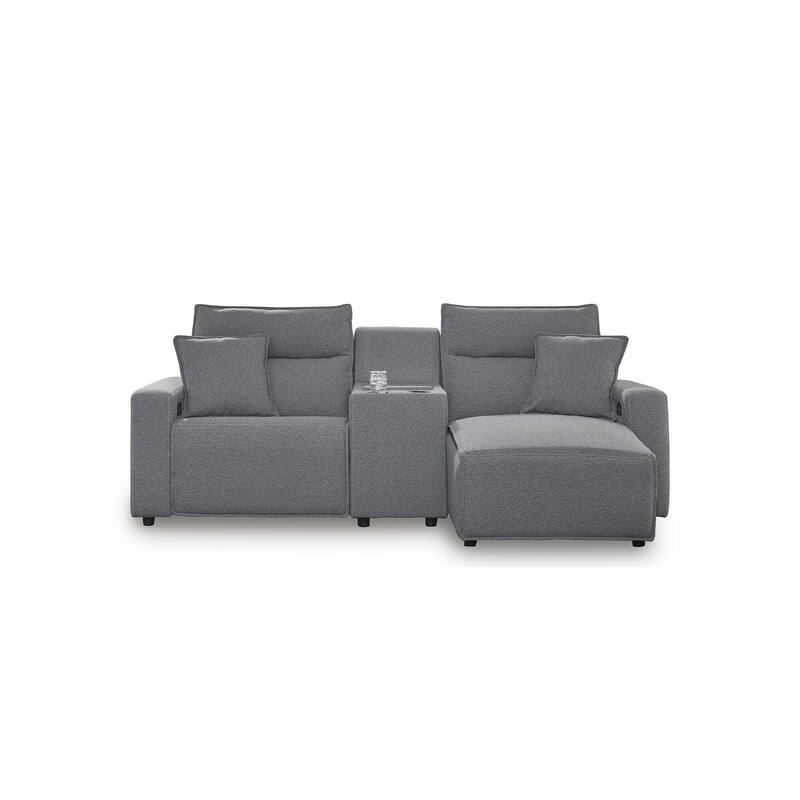 Signature Design by Ashley Modmax Gray 3-Piece Power Reclining Sectional with Chaise - 100" W x 63" D x 41" H