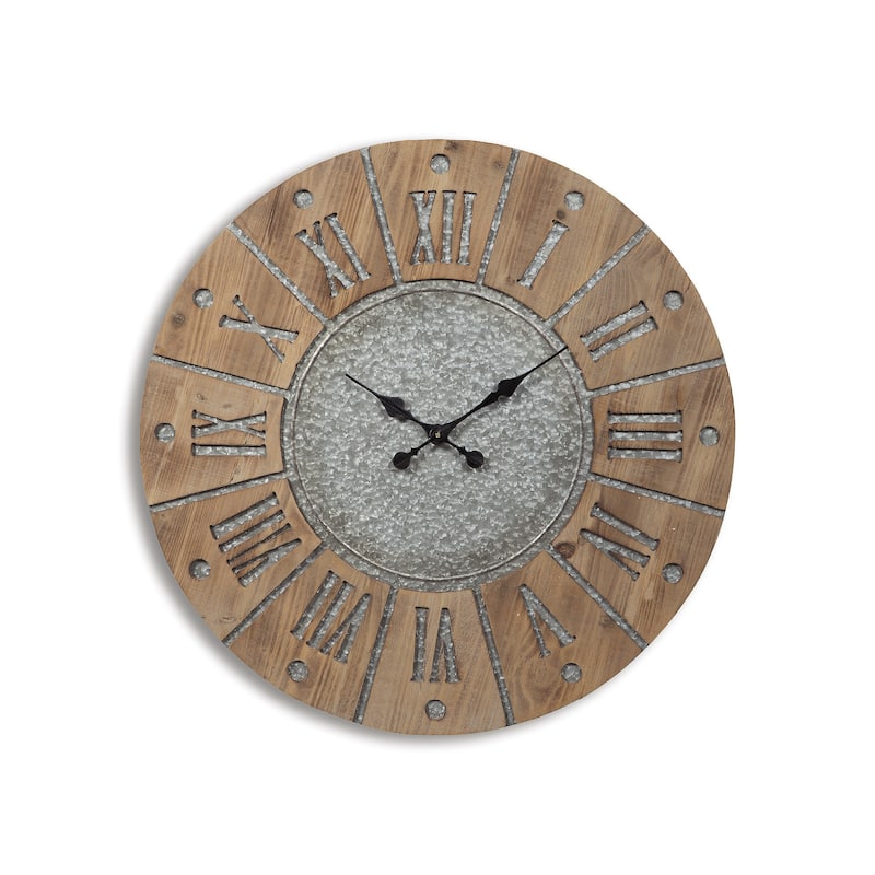 Payson Gray/Brown Modern Farmhouse Wooden Wall Clock - 30.75" W x 1" D x 30.75" H